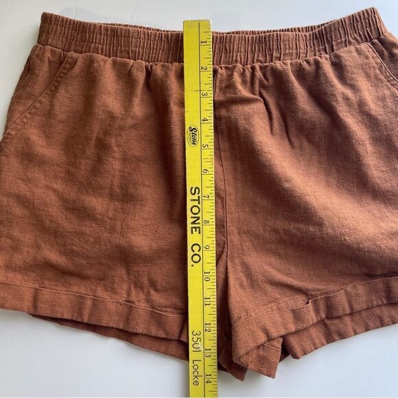 Forever 21 Rust Brown Linen Blend Cuffed Shorts‎ - Picture 6 of 7